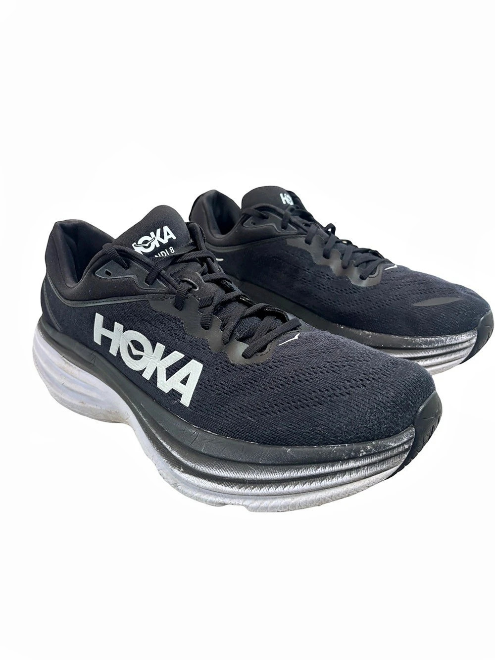 HOKA Bondi 8 Athletic Shoes Black & White Size 15 D